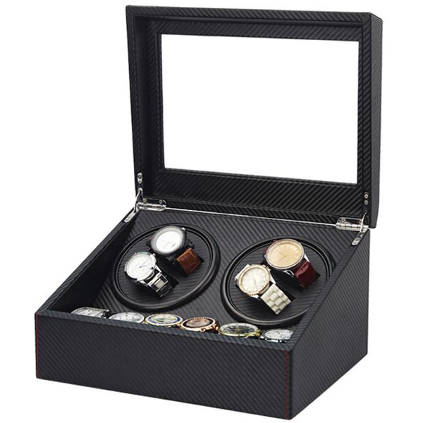 

automatic watch winder 6+ 4 box slient motor box watches mechanism cases drawer storage display watches remontoir, Black;blue