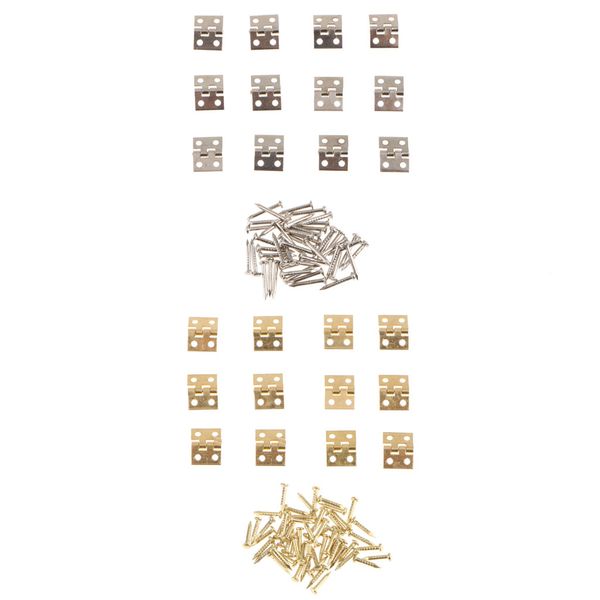 

24pcs small mini metal hinges jewellery box dollhouse hinge with screws 8x10mm golden silver color