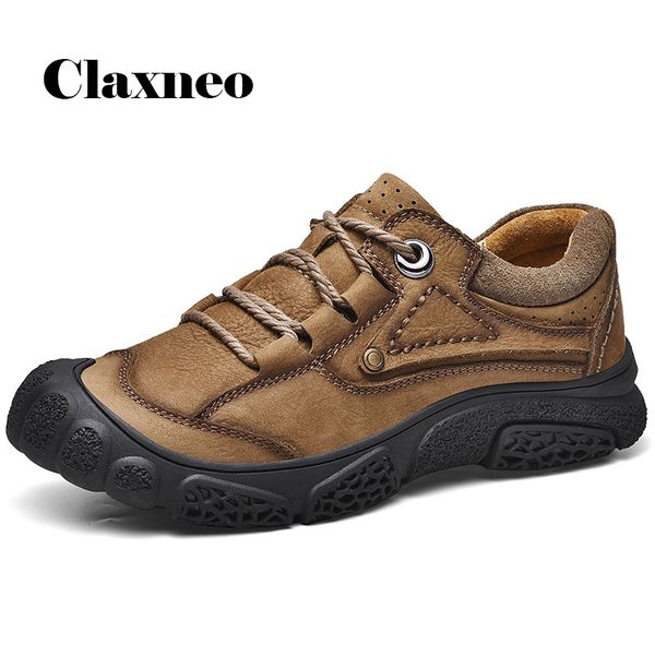 

claxneo man casual shoes genuine leather autumn design male boots leather shoe clax men's ankle boot big size, Black