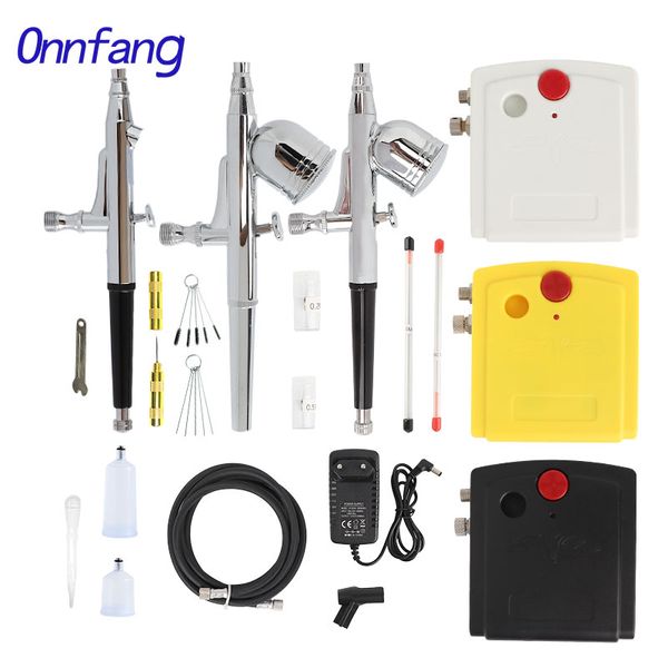 

onnfang dual action airbrush air compressor kit spraying for art painting tattoo manicure craft cake spray model air brush nail
