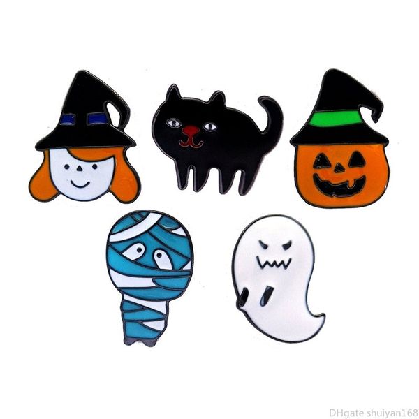 

halloween cartoon brooch ghost pumpkin mummy witch cat brooches pins for women men kids jewelry festival accessories gifts, Gray