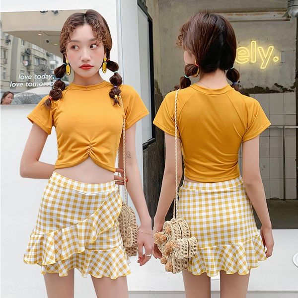 

2020 women's bikini swim bikini split skirt two-piece suit slim spring swimsuit 028094, White;black