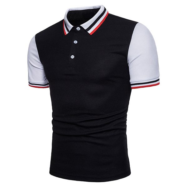 

patchwork slim fit polo fashion tshirts clothing male summer designer sleeve tshirts spring mens short casual mens gfrxu, Black