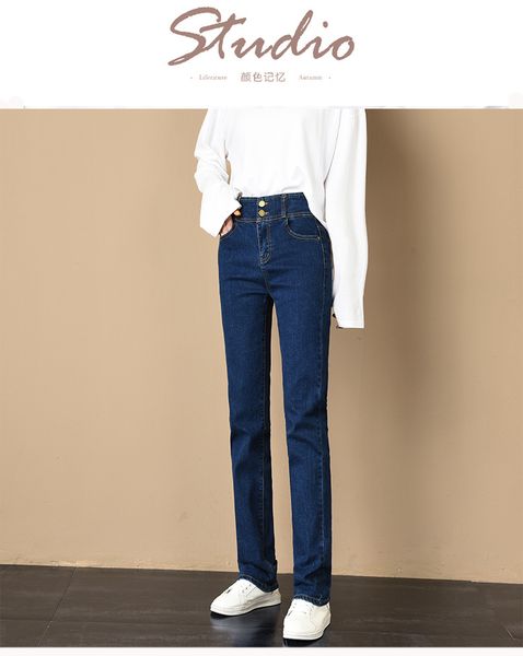 

deep blue black jeans женщины straight tall талии брюки