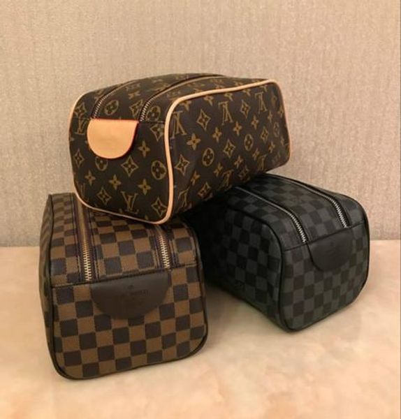 

188 13 loui 13 vuitton double zipper make up 13 bag women leather 13 handbag houlder 13 bag michael clutch men pur e 3aa wallet, Black;brown