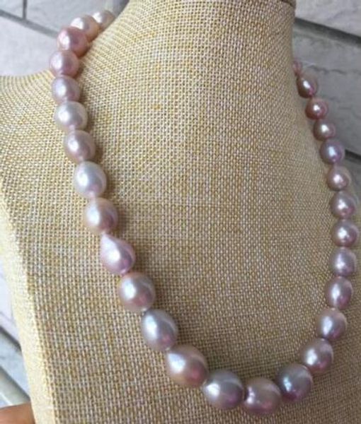 

large 13-14mm south sea baroque lavender pearl necklace 18 inches 925 silver