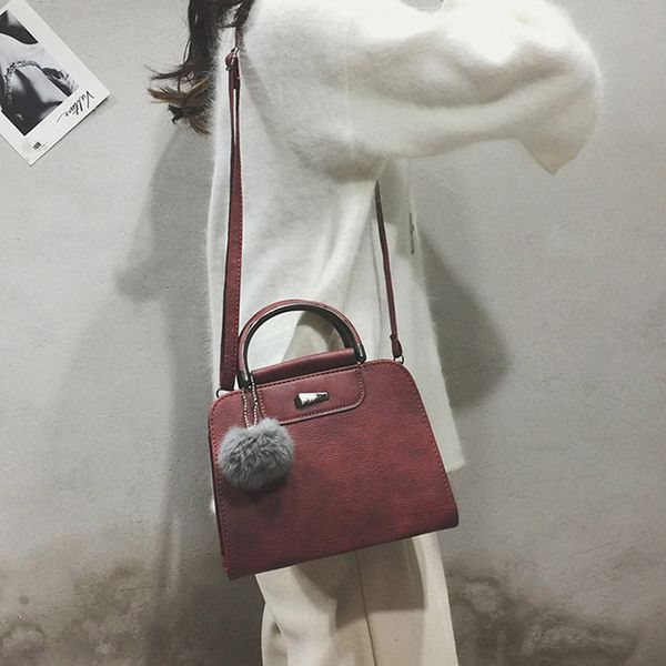 

small women pu shoulder bag hair ball tote ladies handbag crossbody messenger bags purse sac a main #t2g