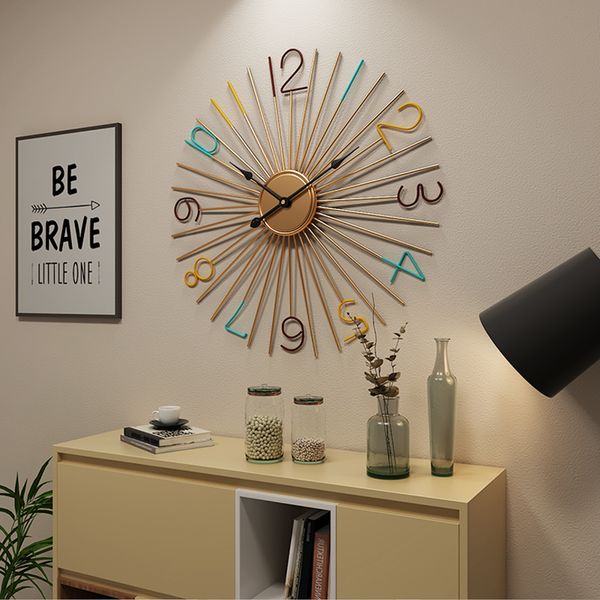 

large metal wall clock modern design decorative bar cafe creative nordic big hanging clocks iron art wall watch home decor r2271