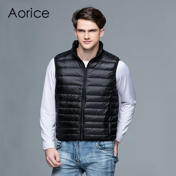 

wp906 men classic winter warm parka light down vest boy overcoats spring simple outwear large plus size, Tan;black