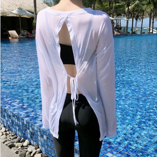 

thin and comfortable tencel with bare back strap holiday sunscreen thin and comfortable tencel with bare back strap beach holiday beach, White