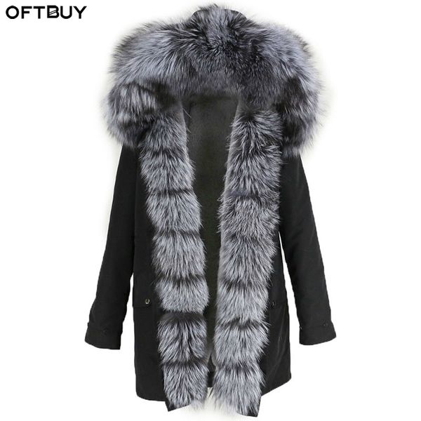 Oft Real Fur Coat Natural Fox Collar Hood Winter Jacket Women Waterproof Long Parka Warm Outerwear Streetwear Detachable Mx191019 Black Leather Look Sharp This Season In Our Classic Men S Biker Jacket With A Detachable Faux Fur Teddy Collar Stylish Twist On Timeless Design Is