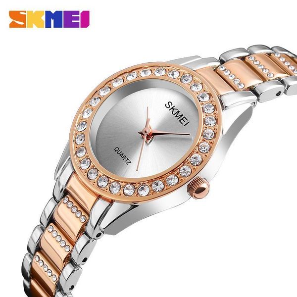 

skmei fashion women watches luxury stainless steel strap quartz watch ladies 3bar waterproof wristwatches relogio feminino 1262, Slivery;brown