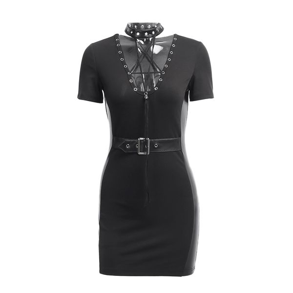 

женщины готические платья steampunk v шеи платья, White;black