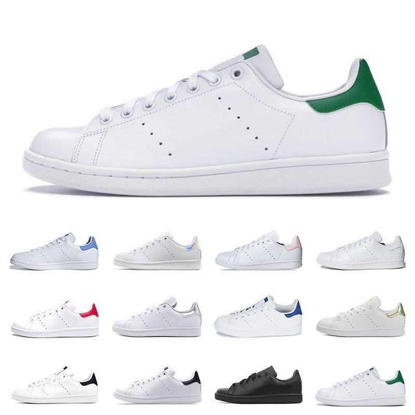 

men classics stan smith women flat sneakers green white navy blue oreo rainbow fashion mens trainer outdoor sports shoes size 36-44, Black