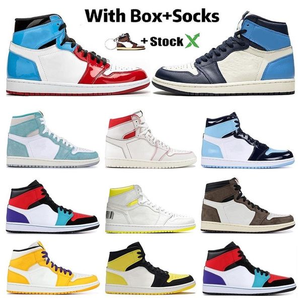 

stock x designer men women basketball jumpman 1s shoes unc satin black toe fearless 1 mens trainer athletic women sports sneakers