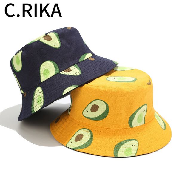 

2020 summer cotton avocado bucket hat men women panama fashion foldable bob fisherman hat casual outdoor travel fishing cap, Blue;gray