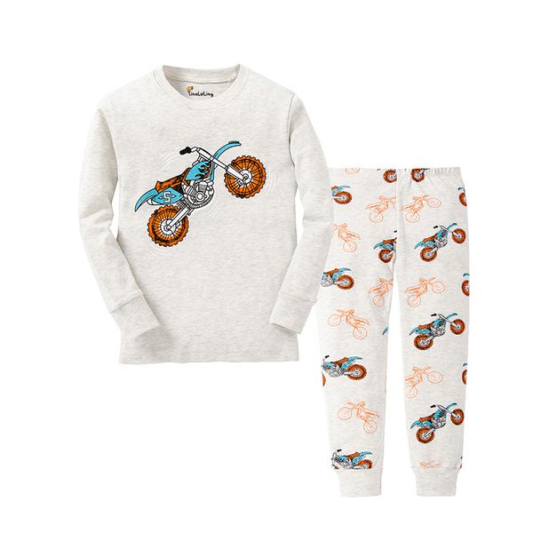 

boys motorcycle pajamas sets kids 100% cotton nightwear girls lovely sleepwear baby pijamas children animal pyjamas, Blue;red