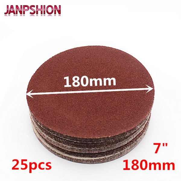 

janpshion 25pcs 7" 180mm peel & stick sandpaper sanding disc for sander with grit 60 80 120 180 240 320 400 600 800 1000 1200