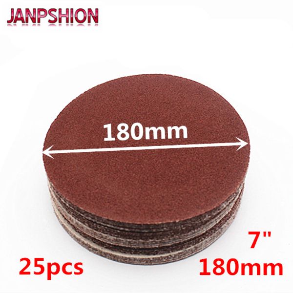 

janpshion 25pcs 7" 180mm peel & stick sandpaper sanding disc for sander with grit 60 80 120 180 240 320 400 600 800 1000 1200