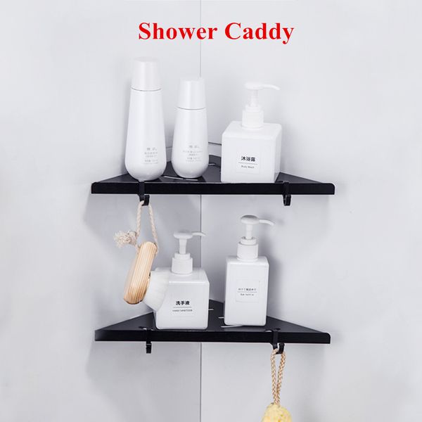

wall mount triangle bathroom shelves floating black shelf aluminum shower caddy for bath shampoo storage hair dryer holder etage