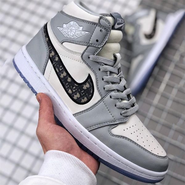 

2020 new 01 aj 1 high og x oblique jumpman designers sneakers luxury mens womens basketball shoes sports air trainers, Black