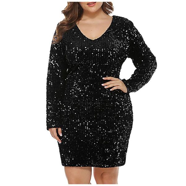 

glitter sparkle bling long sleeve dress party 2020 autumn winter elegant bodycon sequins club office#g30, Black;gray