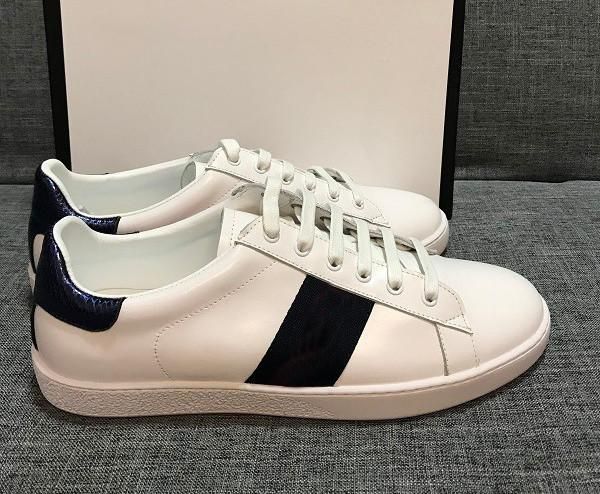 

2020 luxury designer men women sneaker casual shoes low leather sneakers ace tiger snake stripes shoe walking trainers, Black