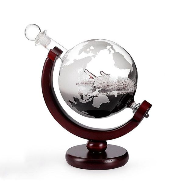 800 ml Globe Wijn Whisky Karaf met Afgewerkt Houten Stand Bar Trechter Wijn Beluchter Mini Globe Machines Bar Tools2442