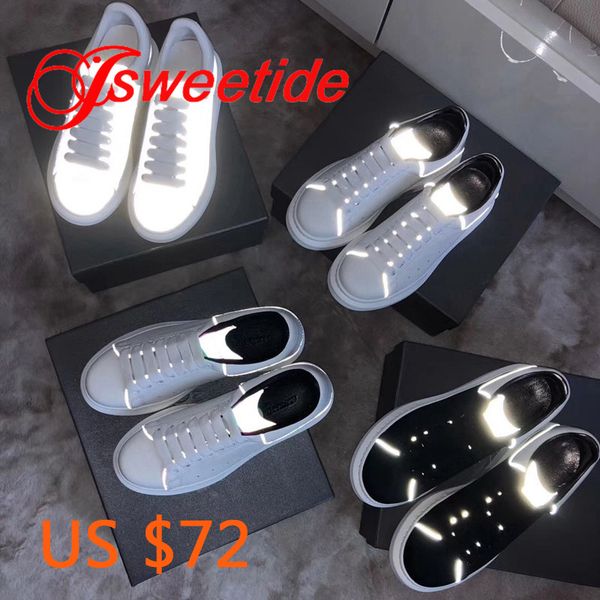 

fashion casual flat ladies shoes latest luminous white shoes sneakers genuine leather slip-on platform creepers female, Black
