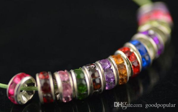

500pcs/lot mixed 8mm crystal spacer rondelle spacer silver plated bead for bracelet ale diy findings jewelry w93, Black
