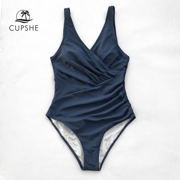 

cupshe navy твердая цельный купальник женщин v-образным вырезом присбаривания scoop u назад plain монокини 2020 пляж купальники купальники, White;black