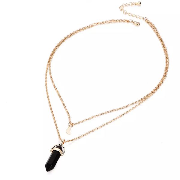 

stone gold fashion multilayer women energy crystal hexagonal for jewelry palted quartz moon prism druzy necklace natural lucky bullet adhxd