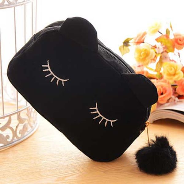 

2019 new creative cat shaped coin purse cute mini wallet plush change key bag cartoon animal handbag card holder case monedas
