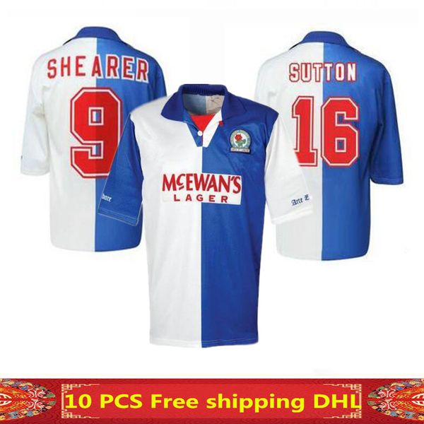 

1994 1995 blackburn rovers retro soccer jersey 94 95 blackburn alan shearer sutton hendry sherwood berg vintage classic football shirt, Black;yellow