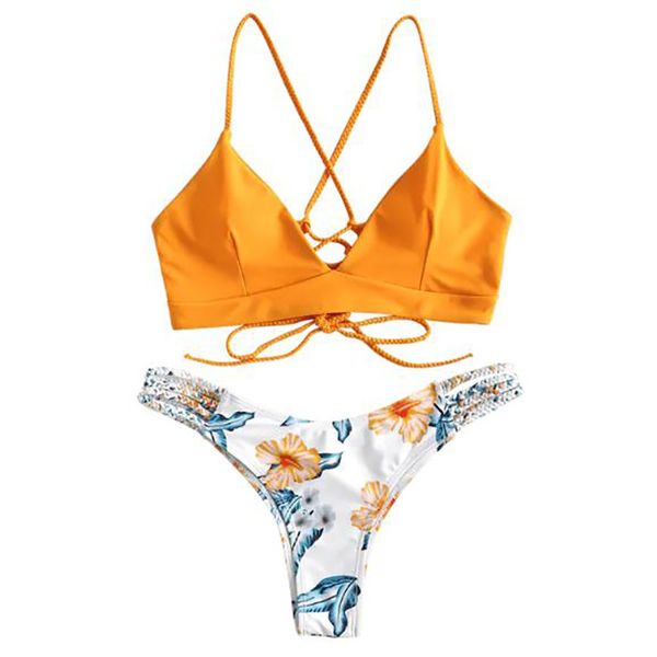 

TELOTUNY WWomen's Bikini Cut Flower Two Piece Swimsuit Pushups Swimwear Beachwear women Summer Nylon swimming suit skirt