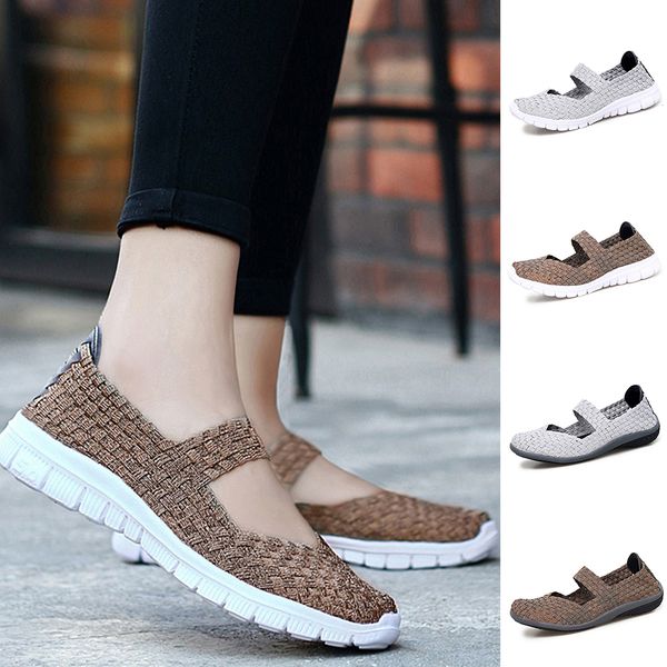 

women's casual flying weaving flat single shoes fashion summer solid handmade weaving tide breathable shallow flat rocking shoes, Black