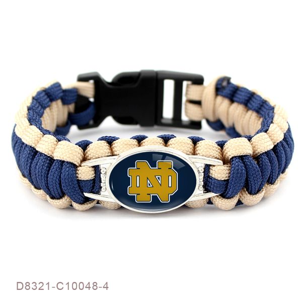 

18*25mm glass football sports bracelets & bangles custom notre dame charm survival paracord bracelet jewelry for man woman, Golden;silver