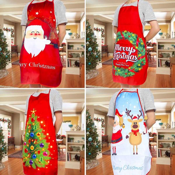 

merry christmas apron deer snowman printing xmas apron big pocket kitchen baking restaurant christmas decorations for home