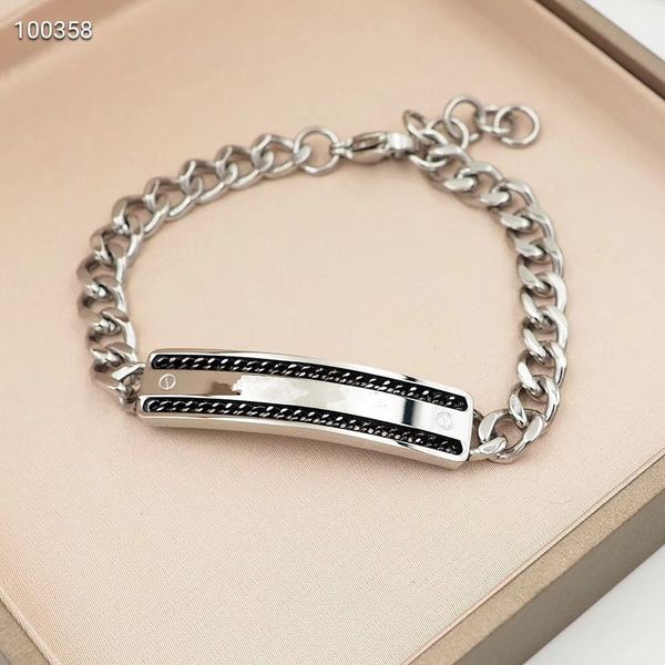 

luxury designer jewelry men bracelets stainless steel chain bracelet women charm bracelet double black chain fashion bangle