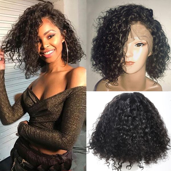 Wet Wavy Water Curly Short Lace Front Wig Brazilian Brizilian
