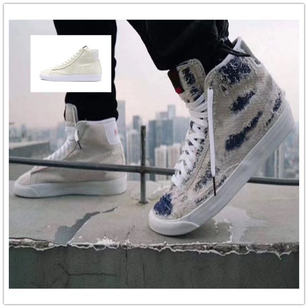 

stranger things classic cortez blazer mid hawkins high beige men women running shoes walking leisure shoes tearable
