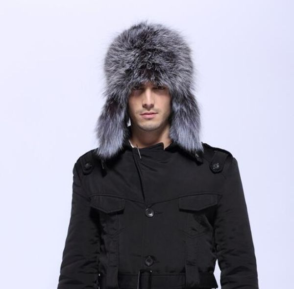 

new autumn and winter men's fox fur fur hat thickening fur fashion hat to keep warm for ing, Blue;gray