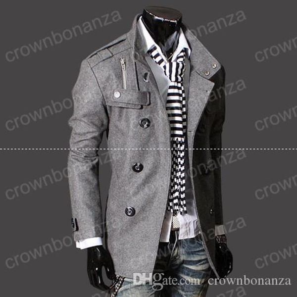 

мода стильный мужской тренч пальто, зимняя куртка, мужская средней длины тонкий двубортный пальто, пальто шерстяная верхняя одежда m-xxxl но, Black