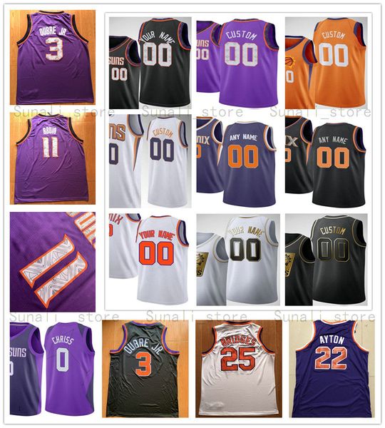 

custom printed tyler 16 johnson ricky 11 rubio deandre ayton aron 46 baynes frank 8 kaminsky mikal bridges kelly 3 oubre jr. jersey, Black