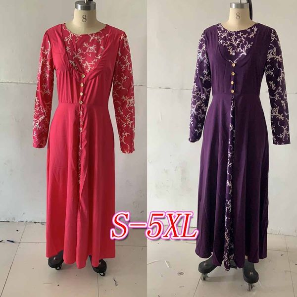 

женские дизайнерские платья большой пэчворк стиль печатных пол волоча осень с длинным рукавом платье женщин, Black;gray