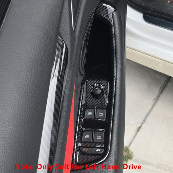 Углеродное волокно Тип автомобиля Оконная Стеклянная Подъемная рама Украшения Обложка 6 шт. Для Audi A3 8V 2014-18 LHD ABS ABS Auto Дверные подлокотники Наклейки