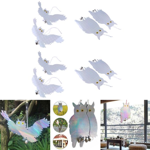 

4 pairs of reflective flying owl decoy & bird repellent scarecrow bird deterrent
