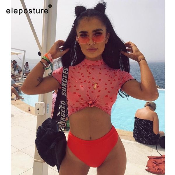 

2019 sexy mesh три пьесы бикини set высокой талией купальник женщин глубокий v бикини половина рукава пляж cover up купальниках, White;black