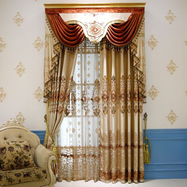 

curtain & drapes european embroidery gold cotton linea modern minimalist shade curtains for living dining room bedroom
