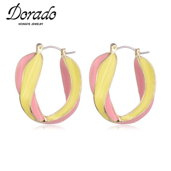 

dorado fashion hoop earrings for women geometric green pink lacquer elegant modern brincos jewelry 2020, Golden;silver